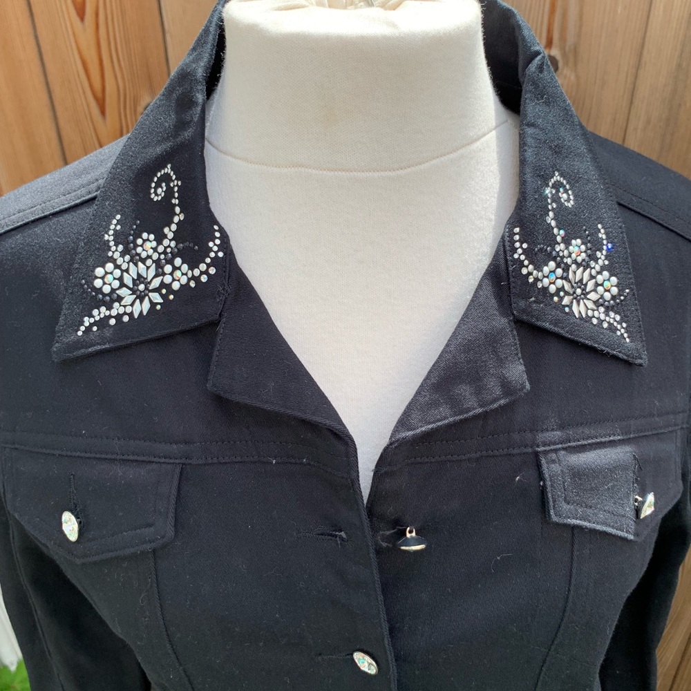 Christine Alexander black denim bedazzled  jacket
